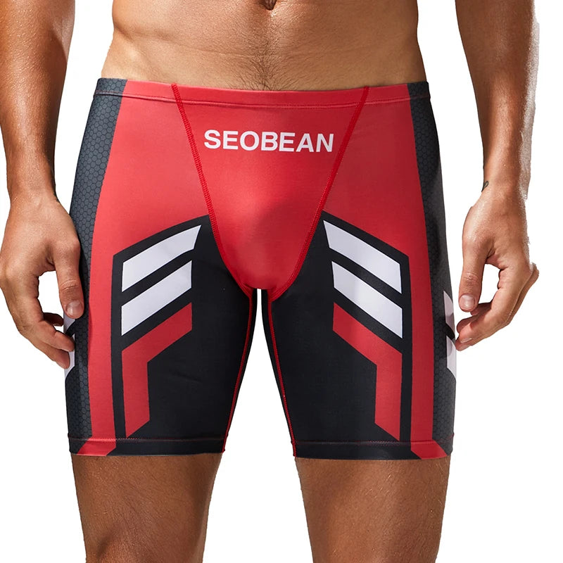 SEOBEAN-Men's new coming Low Rise Colorful SWIM BOXER, Long VORTEX SWIMWEAR