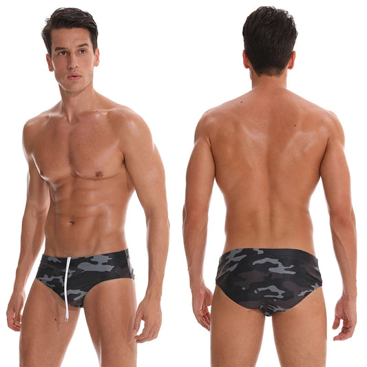 Datifer Mens Shorts Low Sexy Adjustments Waist Men's Swim Brief Beachwear Shorts Beach Swimsuit Multicolr Swiming Trunks