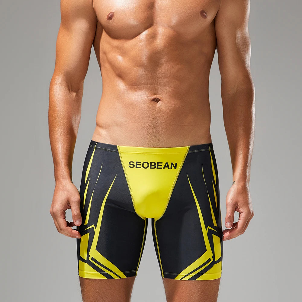 SEOBEAN-Men's new coming Low Rise Colorful SWIM BOXER, Long VORTEX SWIMWEAR