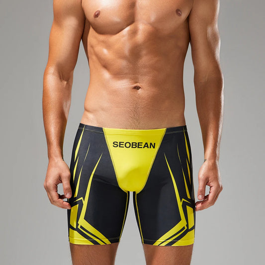 SEOBEAN-Men's new coming Low Rise Colorful SWIM BOXER, Long VORTEX SWIMWEAR