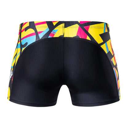 MY KILOMETRE Mens Swimsuit Square Leg Splice Athletic Swimming Trunk Training Swimwear Bathing Suit Man Swim Brief Board Short