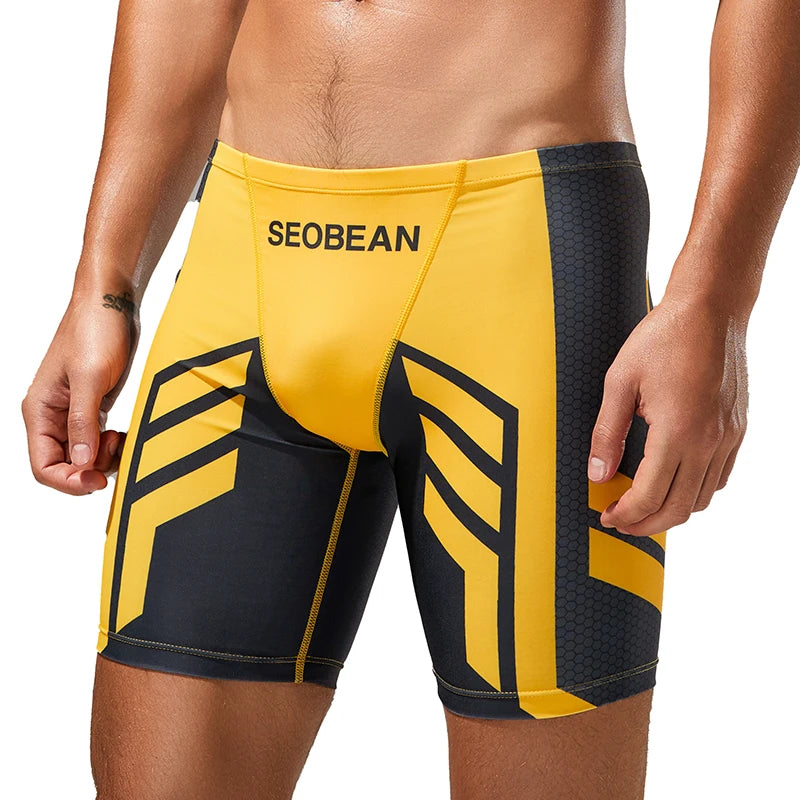 SEOBEAN-Men's new coming Low Rise Colorful SWIM BOXER, Long VORTEX SWIMWEAR