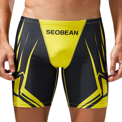 SEOBEAN-Men's new coming Low Rise Colorful SWIM BOXER, Long VORTEX SWIMWEAR