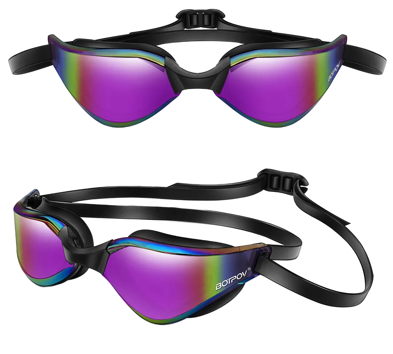 BotPov HydroScan HD Open-Water Swim Goggles — Anti-Fog UV400 Professional Eyewear