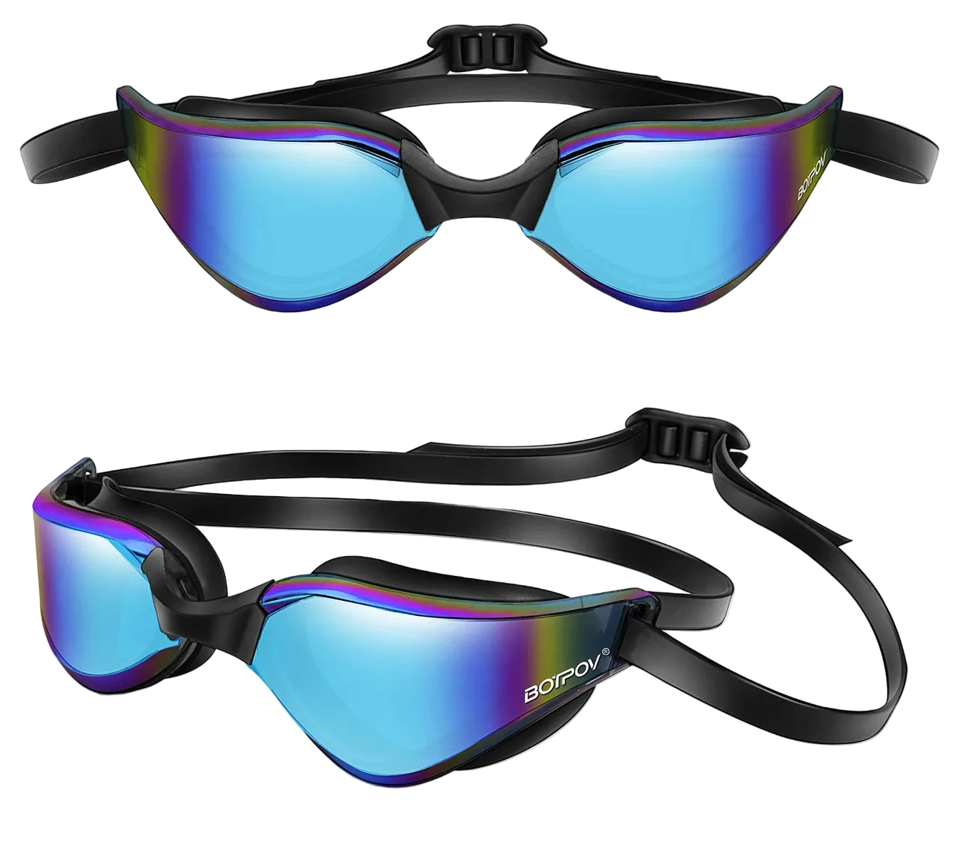 BotPov HydroScan HD Open-Water Swim Goggles — Anti-Fog UV400 Professional Eyewear