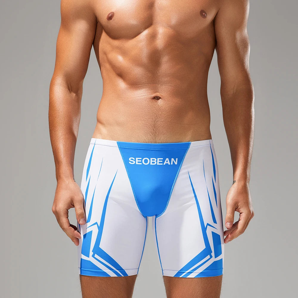 SEOBEAN-Men's new coming Low Rise Colorful SWIM BOXER, Long VORTEX SWIMWEAR