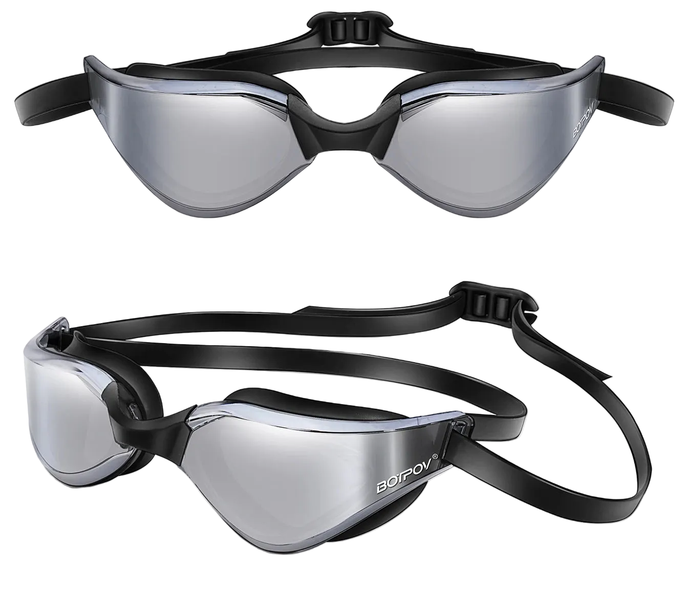 BotPov HydroScan HD Open-Water Swim Goggles — Anti-Fog UV400 Professional Eyewear