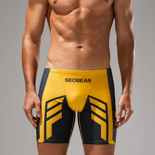 SEOBEAN-Men's new coming Low Rise Colorful SWIM BOXER, Long VORTEX SWIMWEAR