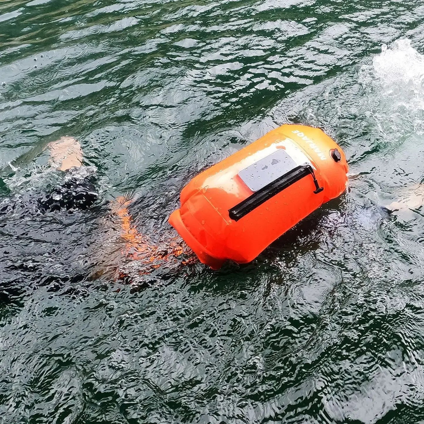 Open Water Safety Buoy — Dry Bag & Waist Belt - TitanOrange