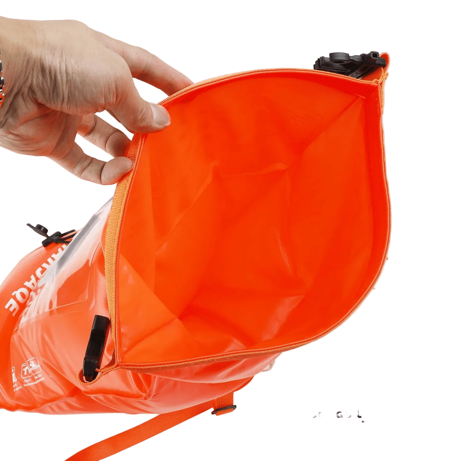 Open Water Safety Buoy — Dry Bag & Waist Belt - TitanOrange