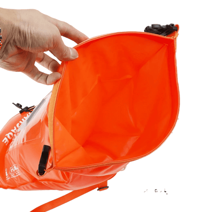 Open Water Safety Buoy — Dry Bag & Waist Belt - TitanOrange