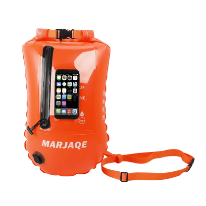 Open Water Safety Buoy — Dry Bag & Waist Belt - TitanOrange