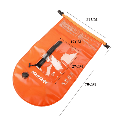 Open Water Safety Buoy — Dry Bag & Waist Belt - TitanOrange