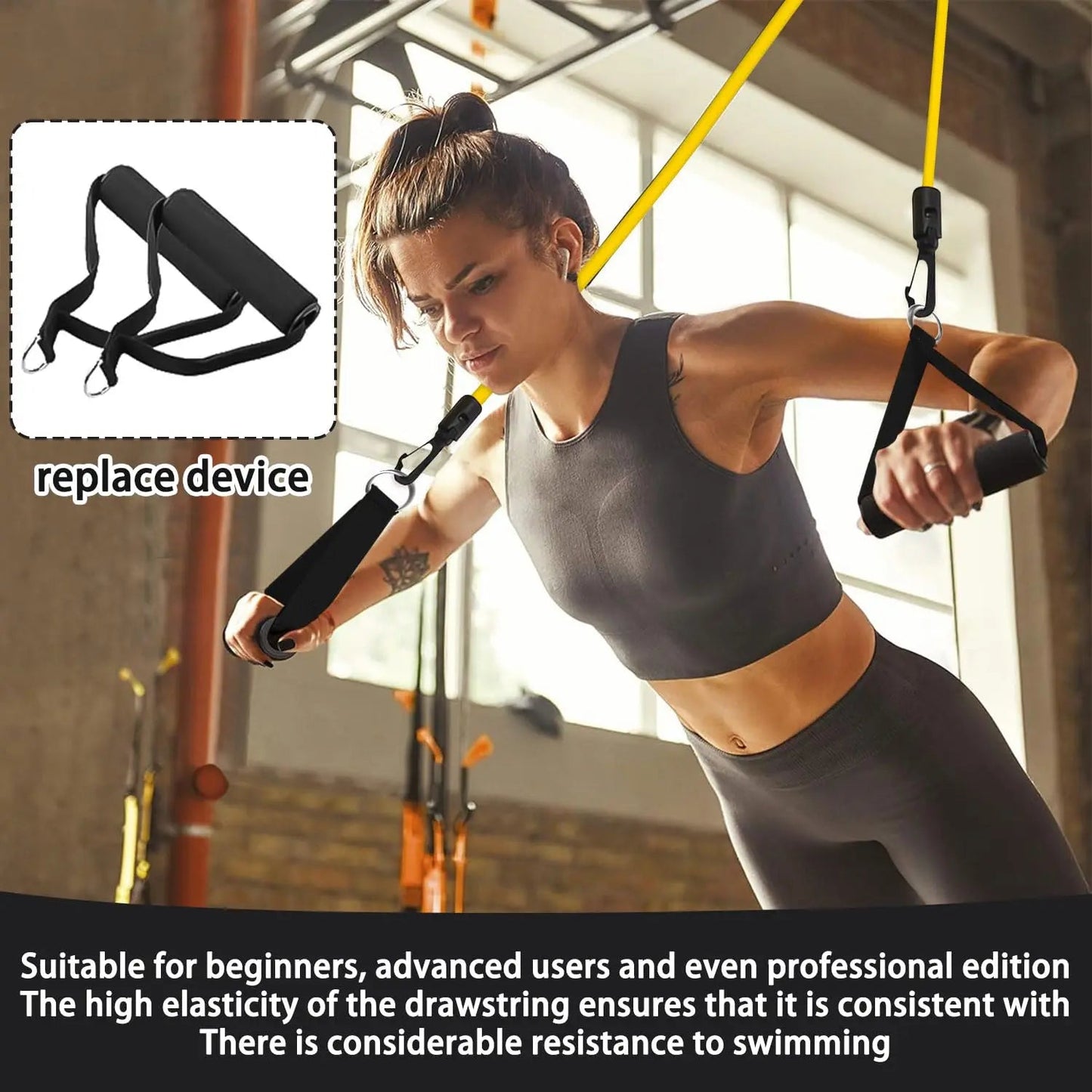 Titan DryLand Swim Simulation Resistance Trainer — Premium Strength & Stroke Forging Band - TitanBlack / Yellow
