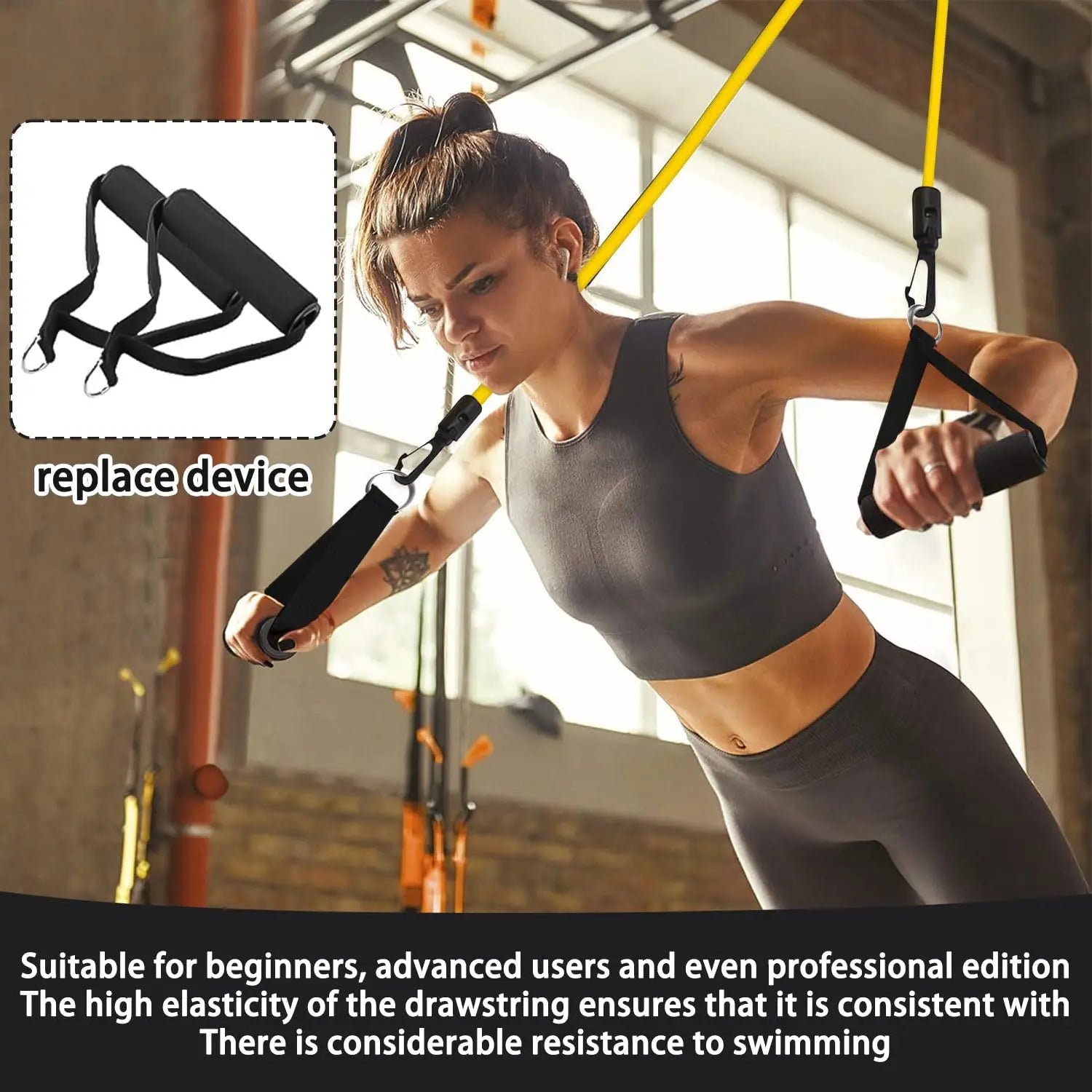 Titan DryLand Swim Simulation Resistance Trainer — Premium Strength & Stroke Forging Band - TitanBlack / Yellow