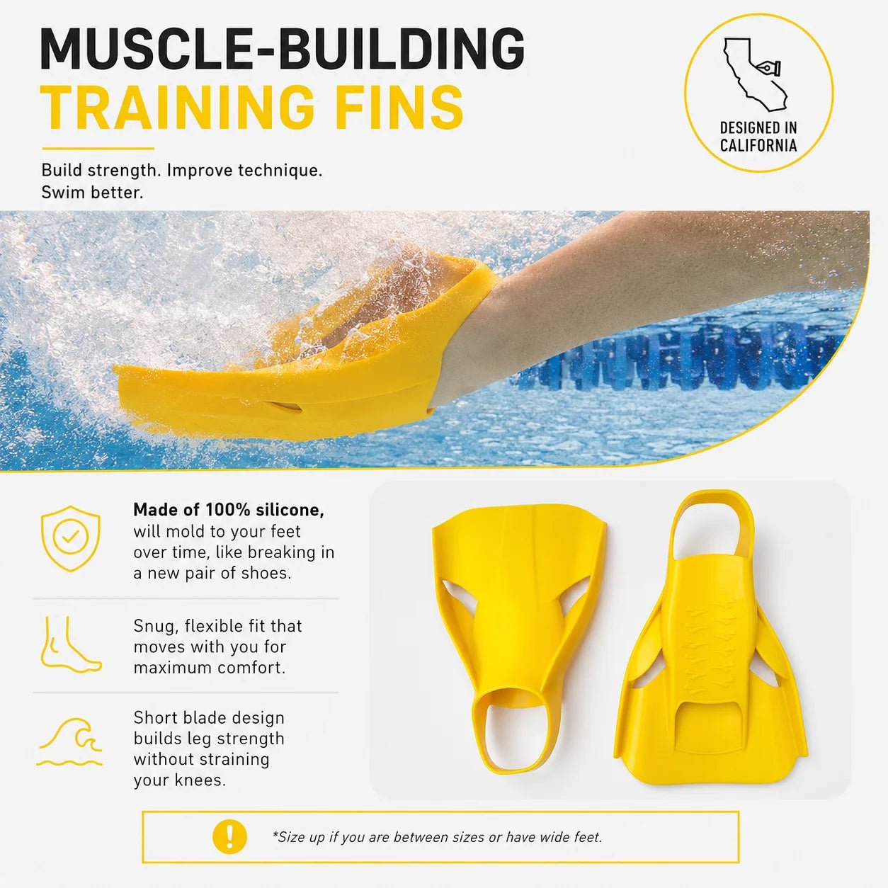 Titan Edge Swim Fins — 100% Silicone Training Fins for Men & Women - TitanEDGE FINS L