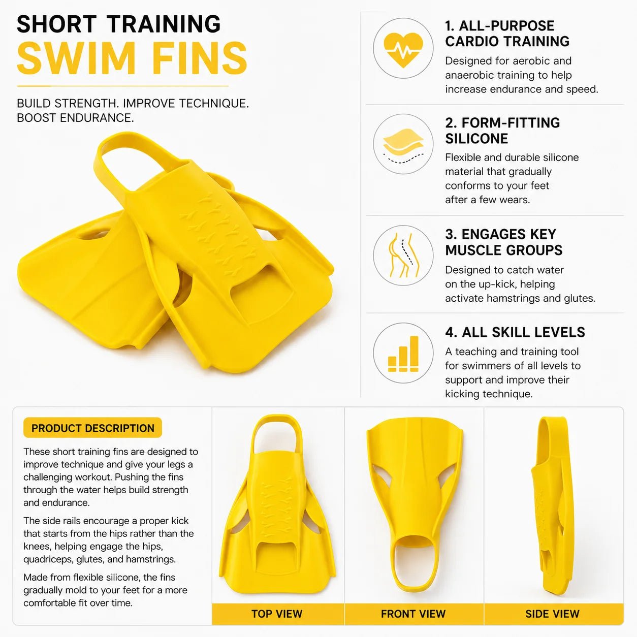 Titan Edge Swim Fins — 100% Silicone Training Fins for Men & Women - TitanEDGE FINS L
