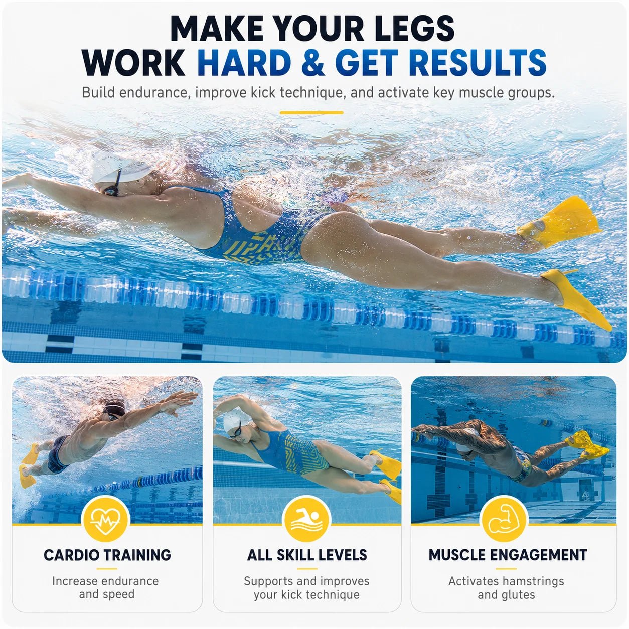 Titan Edge Swim Fins — 100% Silicone Training Fins for Men & Women - TitanEDGE FINS L