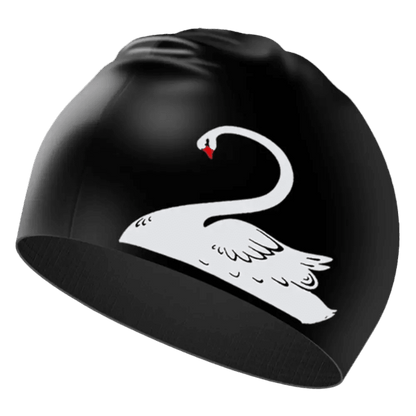 Titan Elite Swim Cap — Lightweight Waterproof Silicone Cap - TitanBlack-White-swan