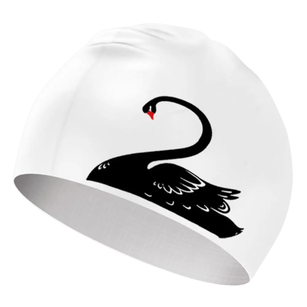 Titan Elite Swim Cap — Lightweight Waterproof Silicone Cap - TitanWhite-Black-swan