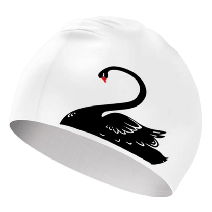 Titan Elite Swim Cap — Lightweight Waterproof Silicone Cap - TitanWhite-Black-swan