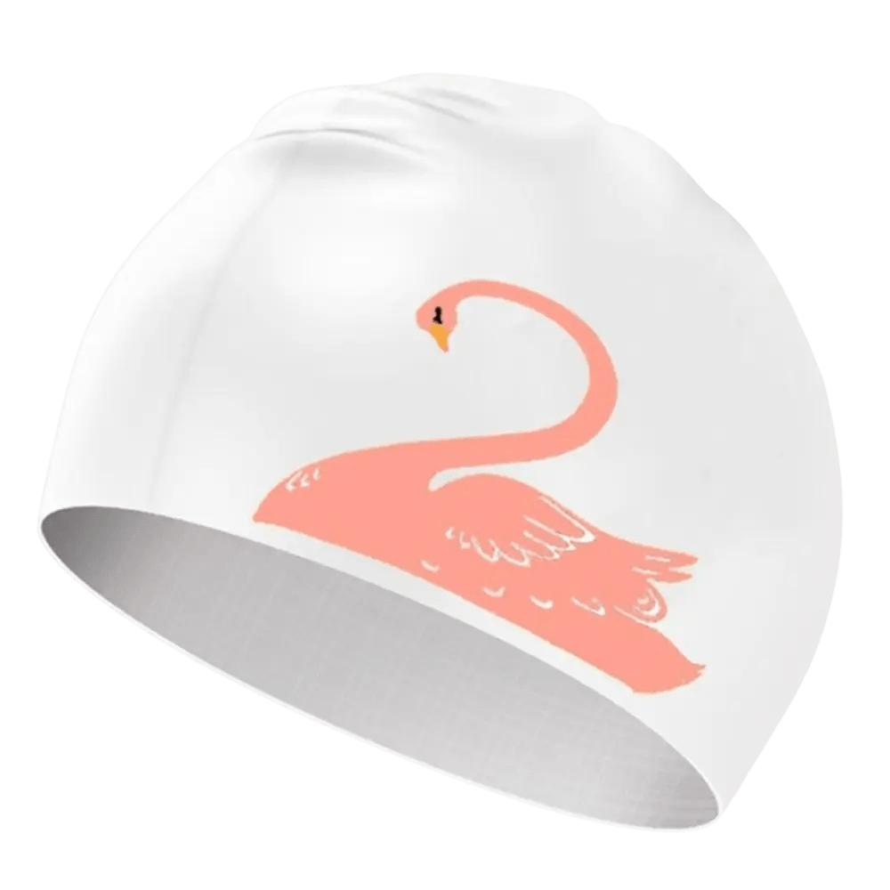 Titan Elite Swim Cap — Lightweight Waterproof Silicone Cap - TitanWhite-Pink-swan