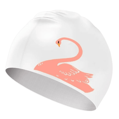 Titan Elite Swim Cap — Lightweight Waterproof Silicone Cap - TitanWhite-Pink-swan