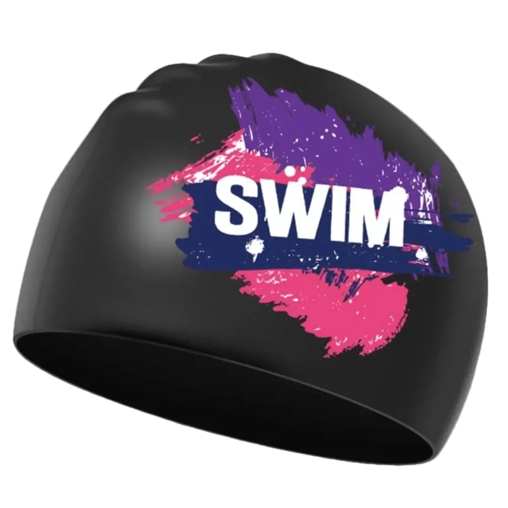 Titan Elite Swim Cap — Lightweight Waterproof Silicone Cap - TitanBlack-Purple-Pink