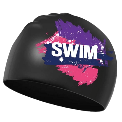 Titan Elite Swim Cap — Lightweight Waterproof Silicone Cap - TitanBlack-Purple-Pink