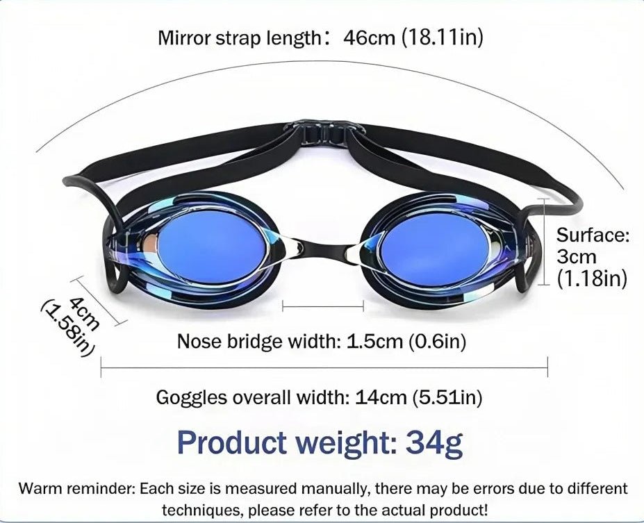 Titan Mirrored Training Goggles — UV Protection Anti-Fog - TitanBlue transparent