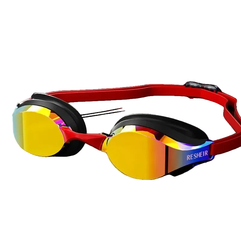 Titan Pro Racing Swim Goggles — Anti-Fog HD Wide Angle - TitanRed / Gold