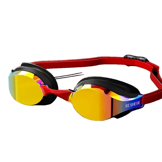 Titan Pro Racing Swim Goggles — Anti-Fog HD Wide Angle - TitanRed / Gold