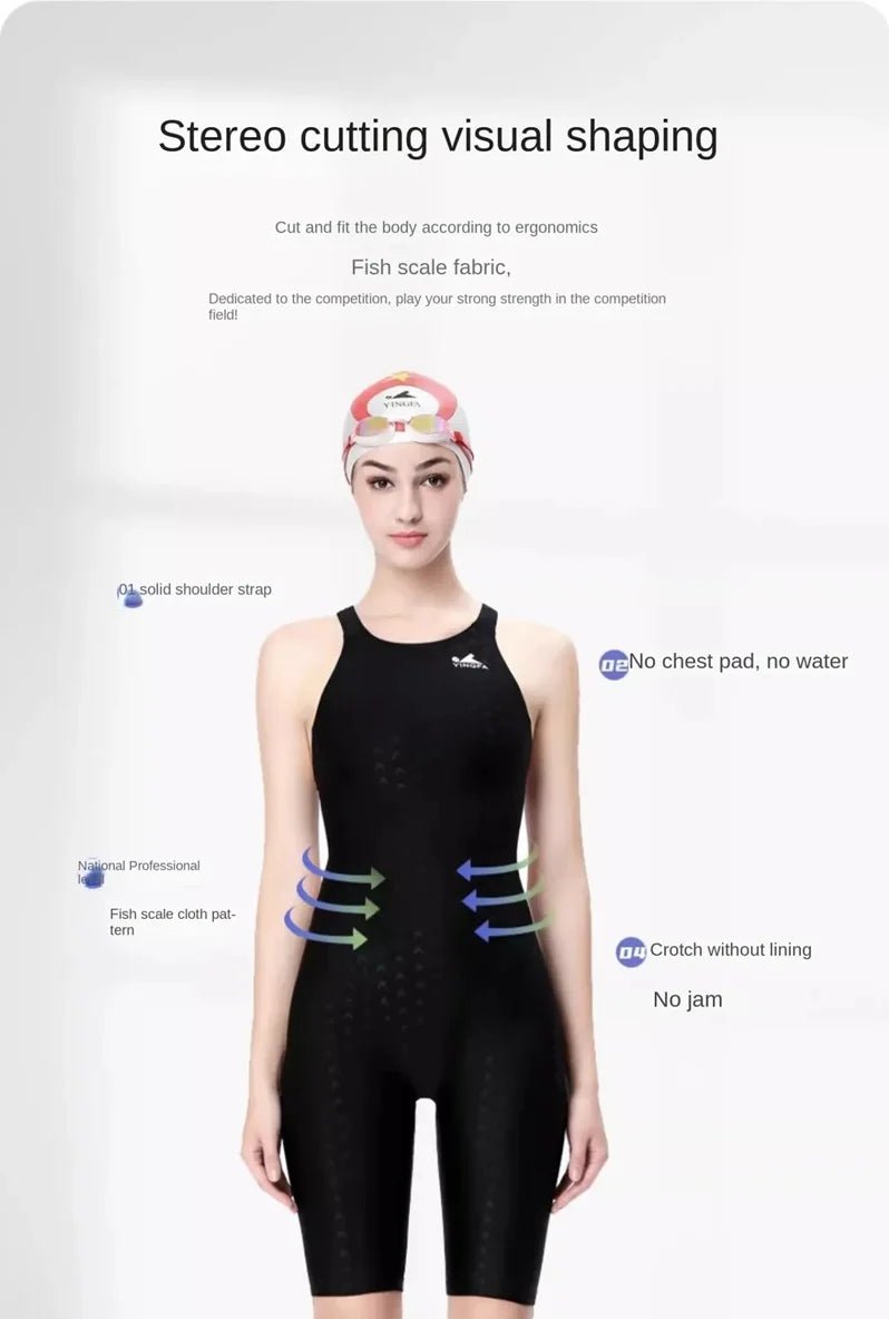 Yingfa 925 FINA Sharkskin Kneeskin — High-Compression Technical Competitive Race Suit - TitanFULL BLACKXS