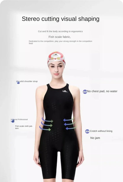 Yingfa 925 FINA Sharkskin Kneeskin — High-Compression Technical Competitive Race Suit - TitanFULL BLACKXS