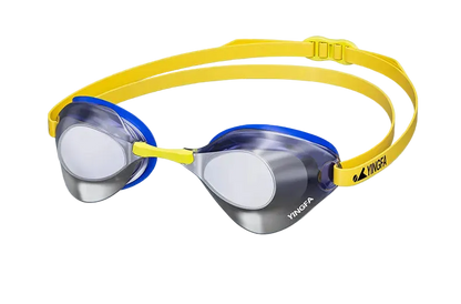 Yingfa Elite Racing Mirrored Goggles — Low-Profile Anti-Fog Hydrodynamic Competition Eyewear - TitanFlat lightBlue / Yellow