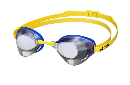 Yingfa Elite Racing Mirrored Goggles — Low-Profile Anti-Fog Hydrodynamic Competition Eyewear - TitanFlat lightBlue / Yellow
